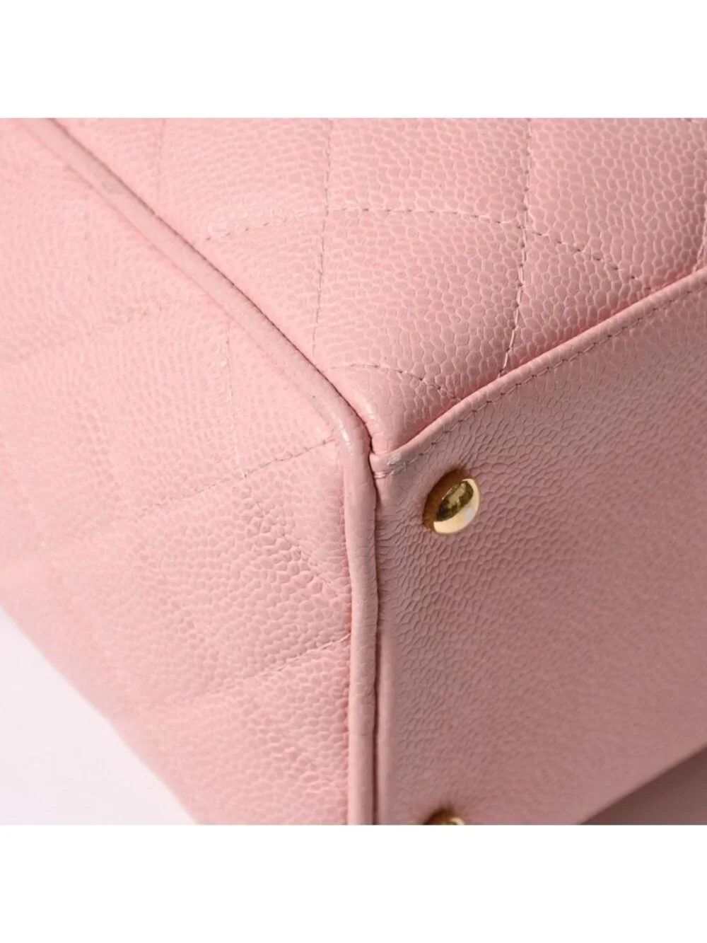 Chanel Jumbo CC Logo Quilted Bowling Bag Caviar Leather Pink Gold
